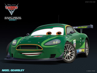 Green car black background cartoon - face and the words free wallpaper