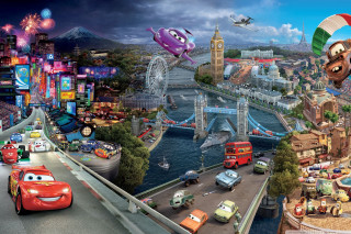 City cars scene urban traffic - over the city free wallpaper