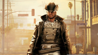 Man police uniform street city - a street in a city free wallpaper