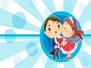 Couple kissing blue background sunbursts - a blue circle free wallpaper for desktop