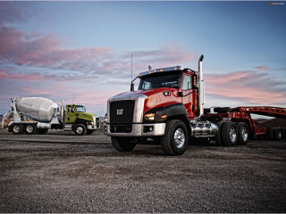 Semi truck tanker gravel road - concrete art free wallpaper