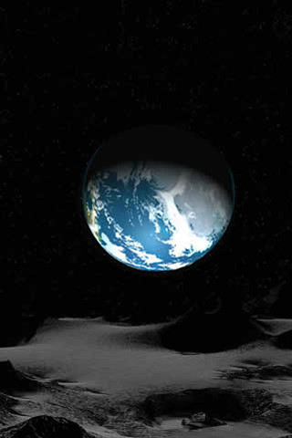 Earth view moon surface blackwhite - free space wallpaper for mobile