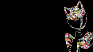 Cat stickers face black background - banksy free wallpaper