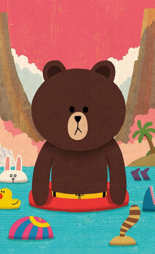 Brown bear red raft yellow - free aesthetic wallpaper for mobile