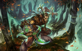 Horned man sword forest demon 3 - a sword in a forest free wallpaper