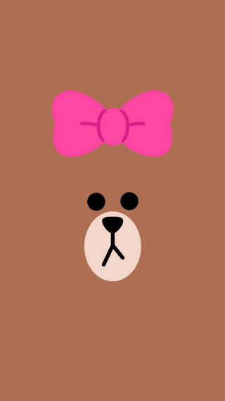 Brown bear pink bow background - its head free wallpaper for mobile