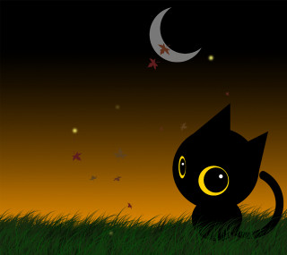 Black cat grass crescent moon 2 - the sky above free wallpaper for tablet