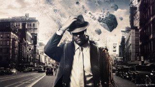 Man suit tie city street 2 - strange free wallpaper