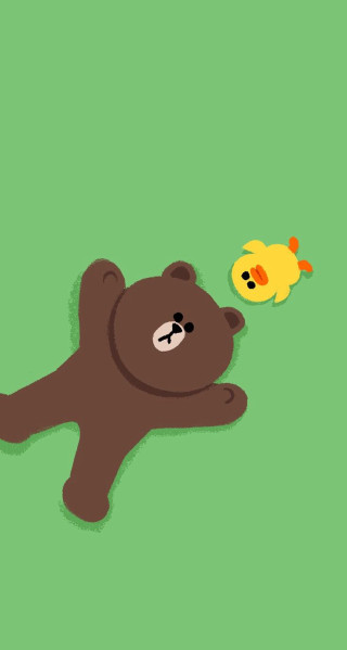Brown bear laying yellow duck - choi buk free wallpaper for mobile
