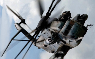 Military helicopter cloudy sky propellers 5 - a military helicopter free wallpaper