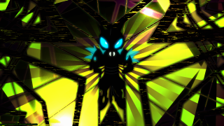 Blue yellow flower glowing cybernetic - a black face free wallpaper