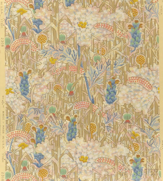 Forest trees flowers bird painting - side and a bird free wallpaper