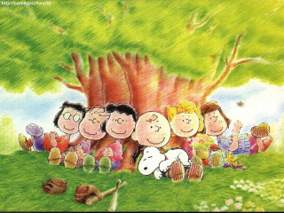 Cartoon characters tree grass dog - a dog and a cat free wallpaper