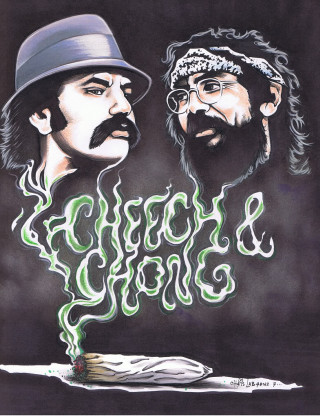 Two men cigarette drawing words - psychedelic free wallpaper