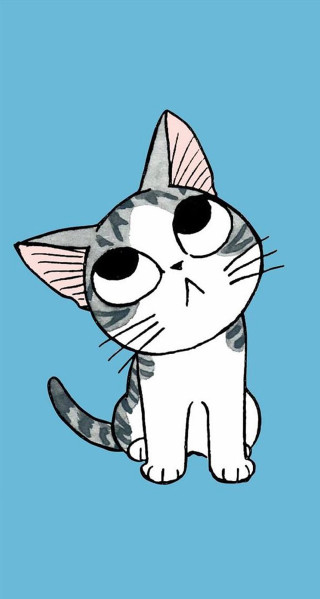 Cartoon cat big eyes sitting 2 - free cats wallpaper for mobile