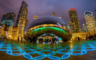 Large shiny object city night - anish kapoor free wallpaper for desktop
