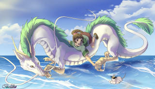 Boy dragon ocean dog sunny - ghibli free wallpaper