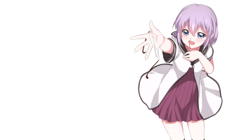 Purple hair girl waving school - a white jacket free wallpaper