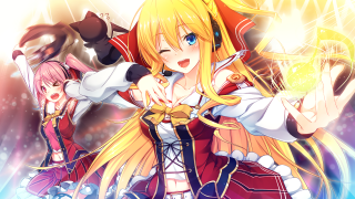 Anime blonde haired red dress - energetic free wallpaper