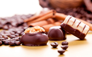 Chocolate covered candies nuts beans - chocolate free wallpaper