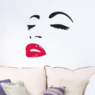 Woman face red lipstick white - pop art free wallpaper for tablet