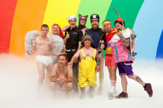 People rainbow wall group colorful - free happy birthday wallpaper for desktop