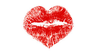 Red kiss heart black outline - the shape of a heart free wallpaper