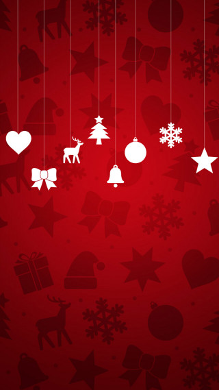 Red background white christmas decorations 3 - free christmas wallpaper for mobile