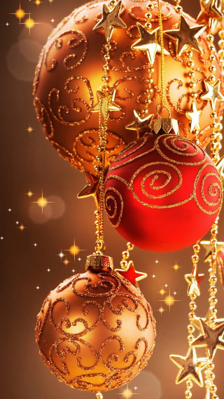 Christmas ornaments hanging stars brown - a string free wallpaper for mobile