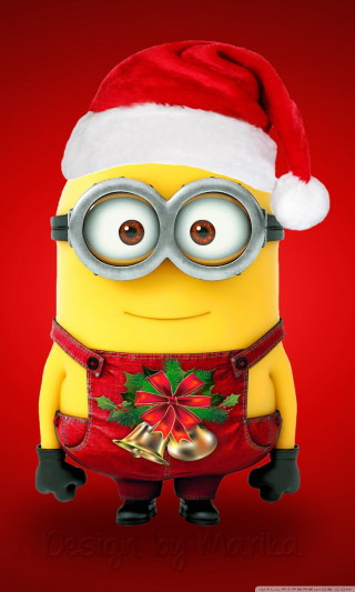 Minion santa hat glasses bell 2 - a minion free wallpaper