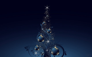 Christmas tree ornaments blue background 4 - ornament free wallpaper