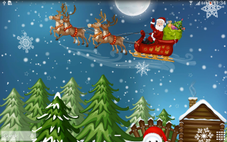 Santa sleigh reindeer snowy forest - a santa claus sleigh free wallpaper