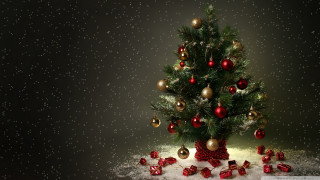 Christmas tree snowing presents night - a snowy day free wallpaper