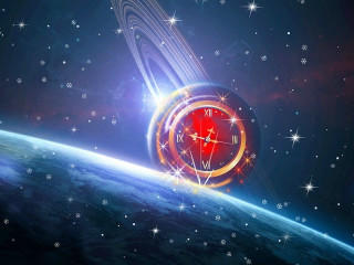 Clock space stars planet background - free space wallpaper for desktop