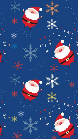 Blue santa pattern snowflakes background - free christmas wallpaper for mobile