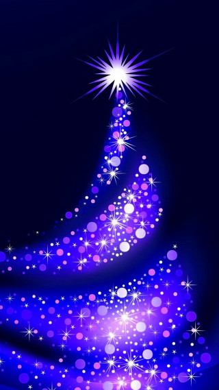 Purple christmas tree stars blue - free holidays wallpaper