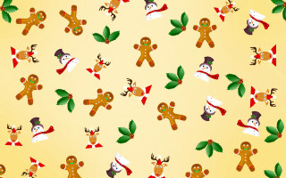 Gingerbreads reindeers christmas leaves bows - green leaf free wallpaper for desktop