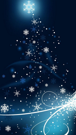 Blue christmas tree snowflakes star 2 - free winter wallpaper for mobile