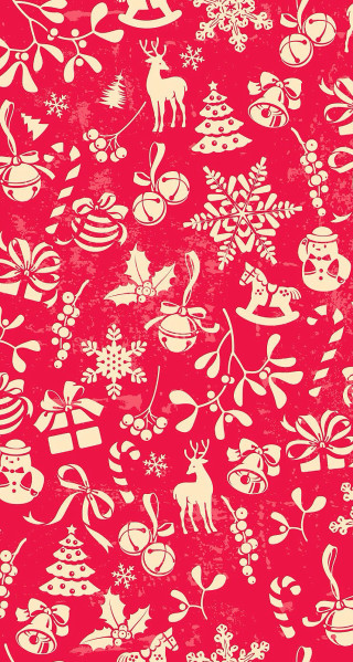 Red white christmas pattern reindeer - naive free wallpaper for mobile