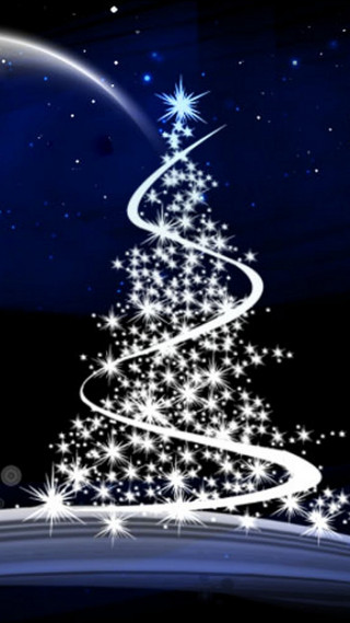 Christmas tree stars crescent background - net art free wallpaper for mobile