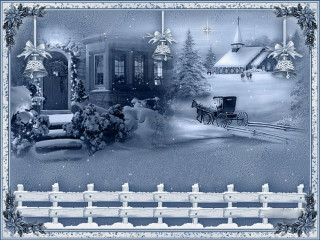 Christmas card horse drawn carriage - a christmas card free wallpaper