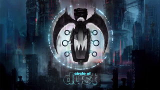 Futuristic city black bat circle - dust free wallpaper