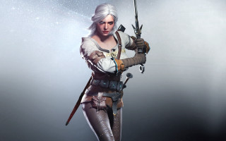 Woman white outfit sword gun - a white outfit holding free wallpaper