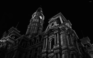 Large building clock tower night 26 - the top of its free wallpaper for desktop
