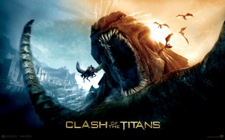 Clash titans dinosaur horse rain - a movie poster free wallpaper for desktop