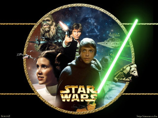 Star wars movie poster characters 3 - a gold frame free wallpaper