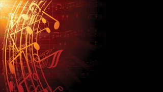 Red yellow background musical notes 2 - musical free wallpaper for desktop