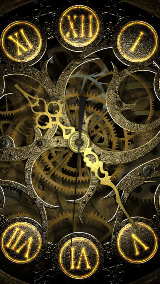 Gold gears clock black background 2 - kinetic free wallpaper for mobile