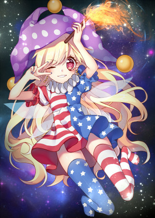 Girl patriotic outfit holding wand - star and stripes free wallpaper
