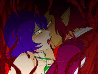 Couple hugging red curtains room - red curtain free wallpaper